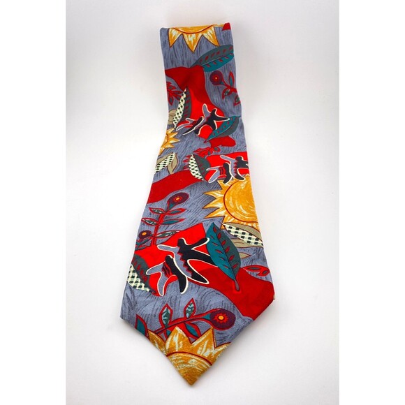 Vtg Common Spirit Hallmark 100% Silk Neck Tie USA Made Artistic Nature Sun Retro - Picture 1 of 5
